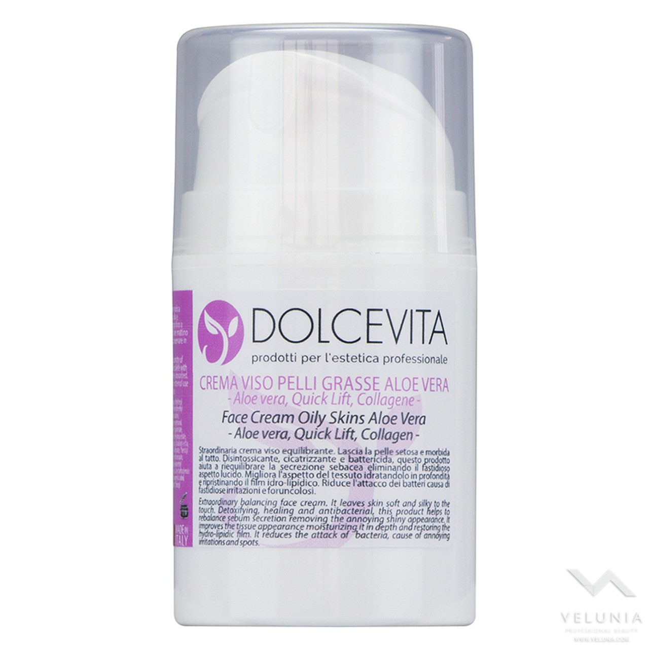 Crema Viso Aloe Vera Giorno Pelle grassa - DolceVita - Dispenser Airless 50 ml. 1