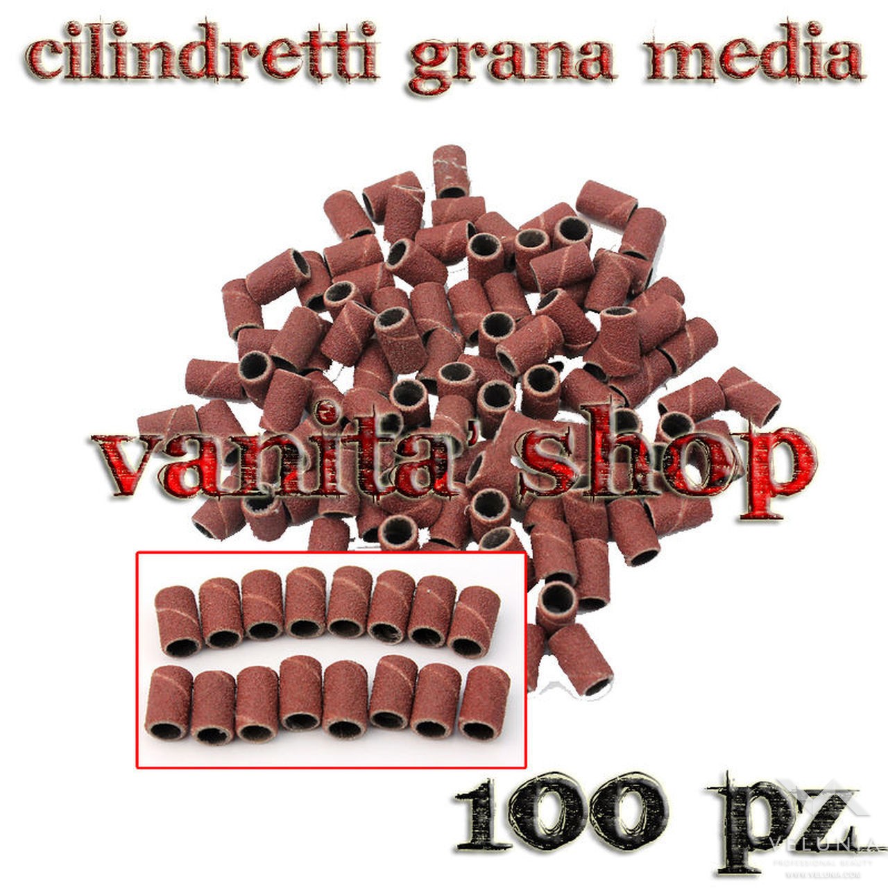 CILINDRETTI LEVIGANTI PER FRESA NAIL ART DI GRANA MEDIA 100pz 1