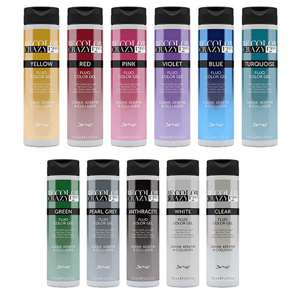 BE COLOR Crazy 12 Min. Fluo Color Gel 150ml TUTTE LE TONALITA' ( - VIOLA) 1